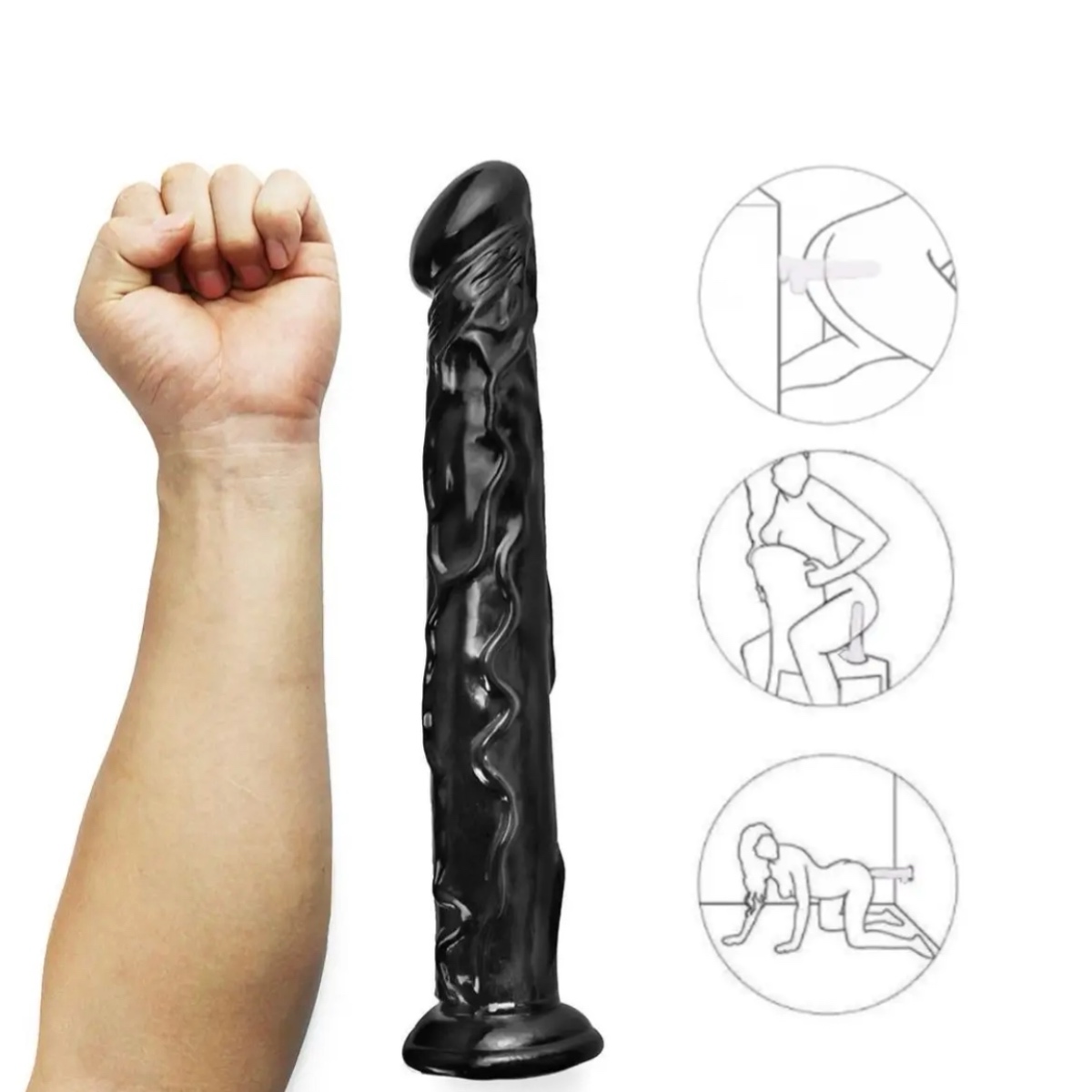 Фалоімітатор реалістичний великий на присосці для вагінального та анального використання, 35 см - Зображення 6