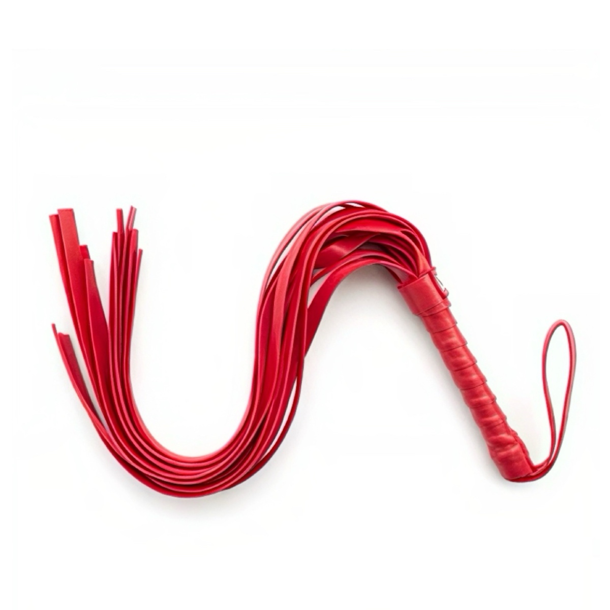 пльотка для БДСМ з еко-шкіри червоний з петлею на ручці