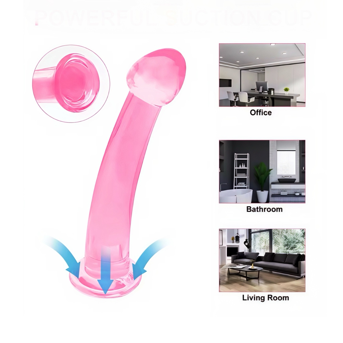 Фалоімітатор гладкий рожевий на присосці для анального та вагінального використання, 22 см - Зображення 7