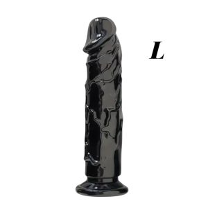 фалоімітатор чорний рельєфний з присоскою для вагінального та анального використання