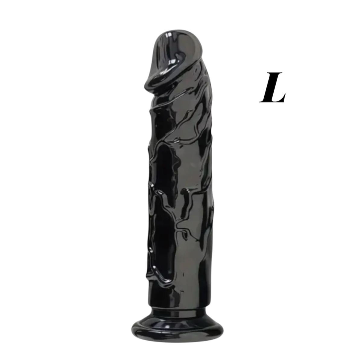 фалоімітатор чорний рельєфний з присоскою для вагінального та анального використання