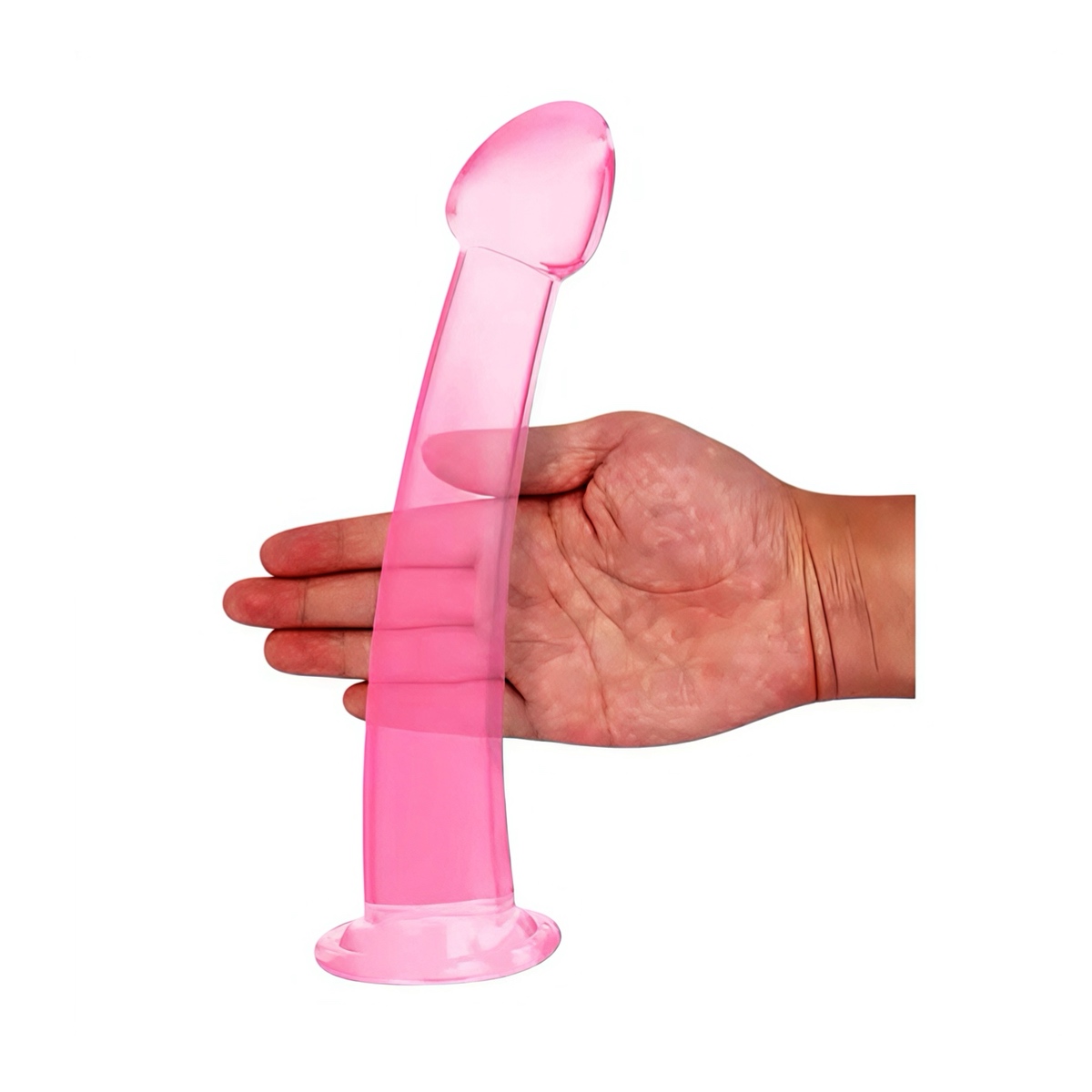 Фалоімітатор гладкий рожевий на присосці для анального та вагінального використання, 22 см - Зображення 9