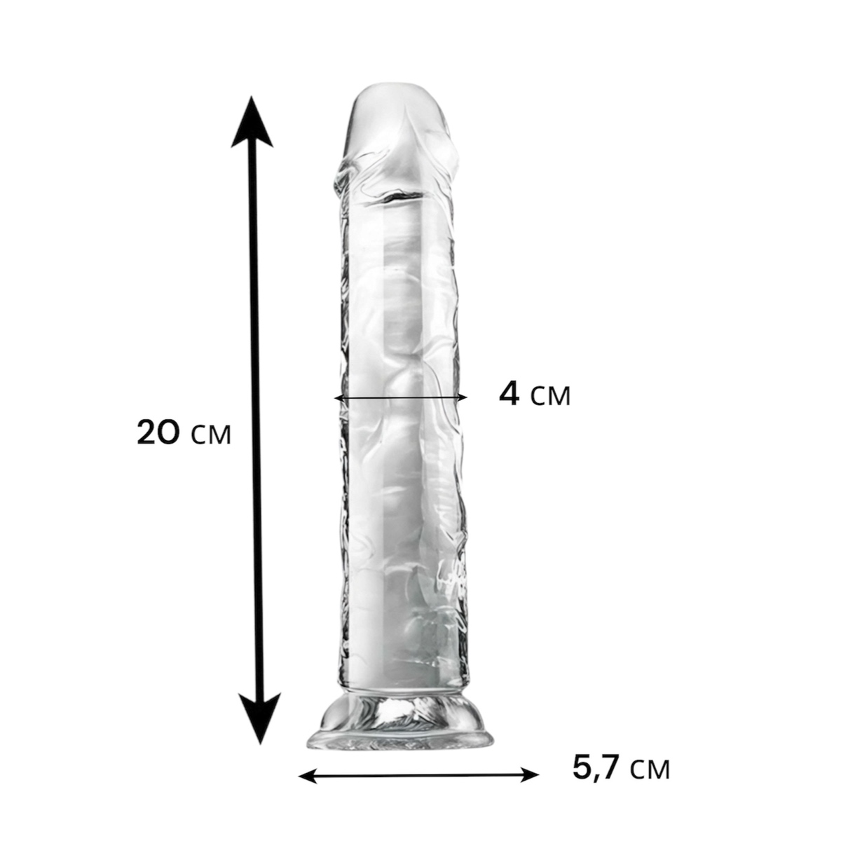 Фалоімітатор прозорий рельєфний з присоскою для вагінального та анального використання, 20 см — изображение 2