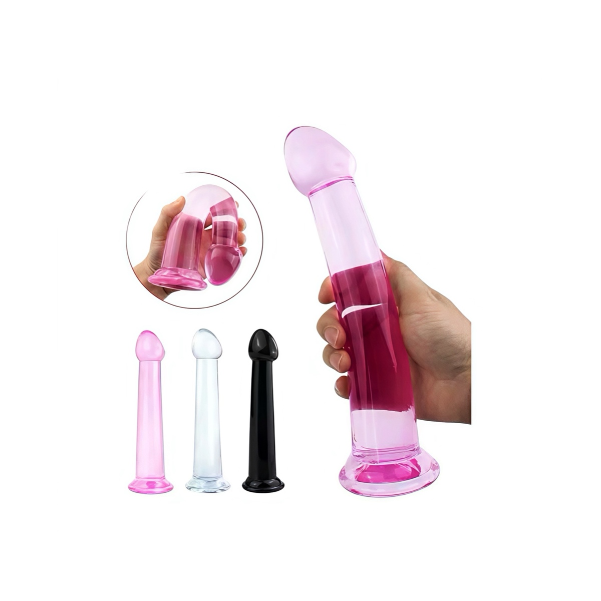 Фалоімітатор гладкий рожевий на присосці для анального та вагінального використання, 22 см - Зображення 4