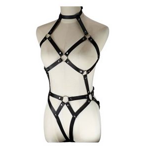 портупея жіноча чорна на регульованих ременях з еко-шкіри