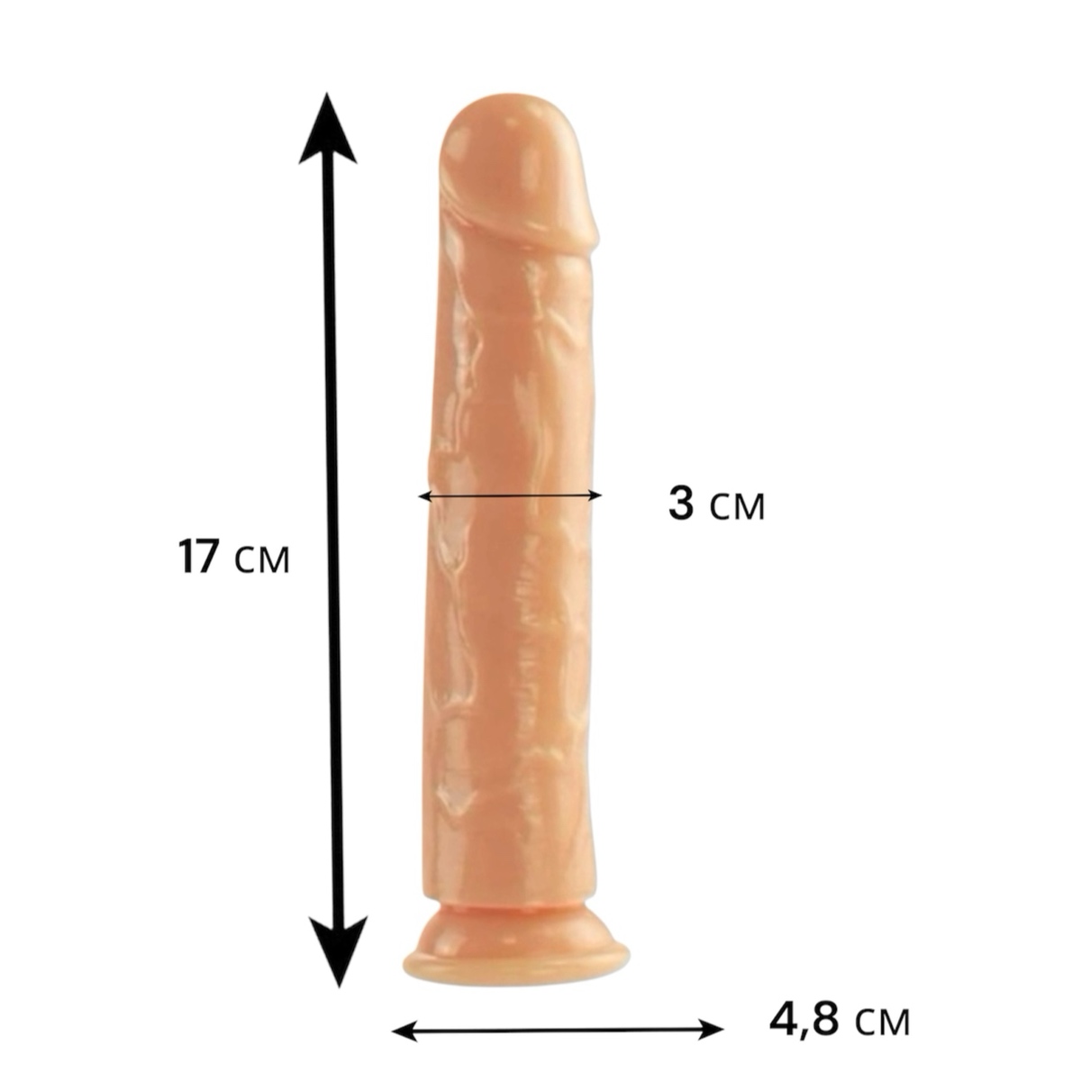 Фалоімітатор тілесний рельєфний із присоскою для вагінального та анального використання, 17 см - Зображення 2