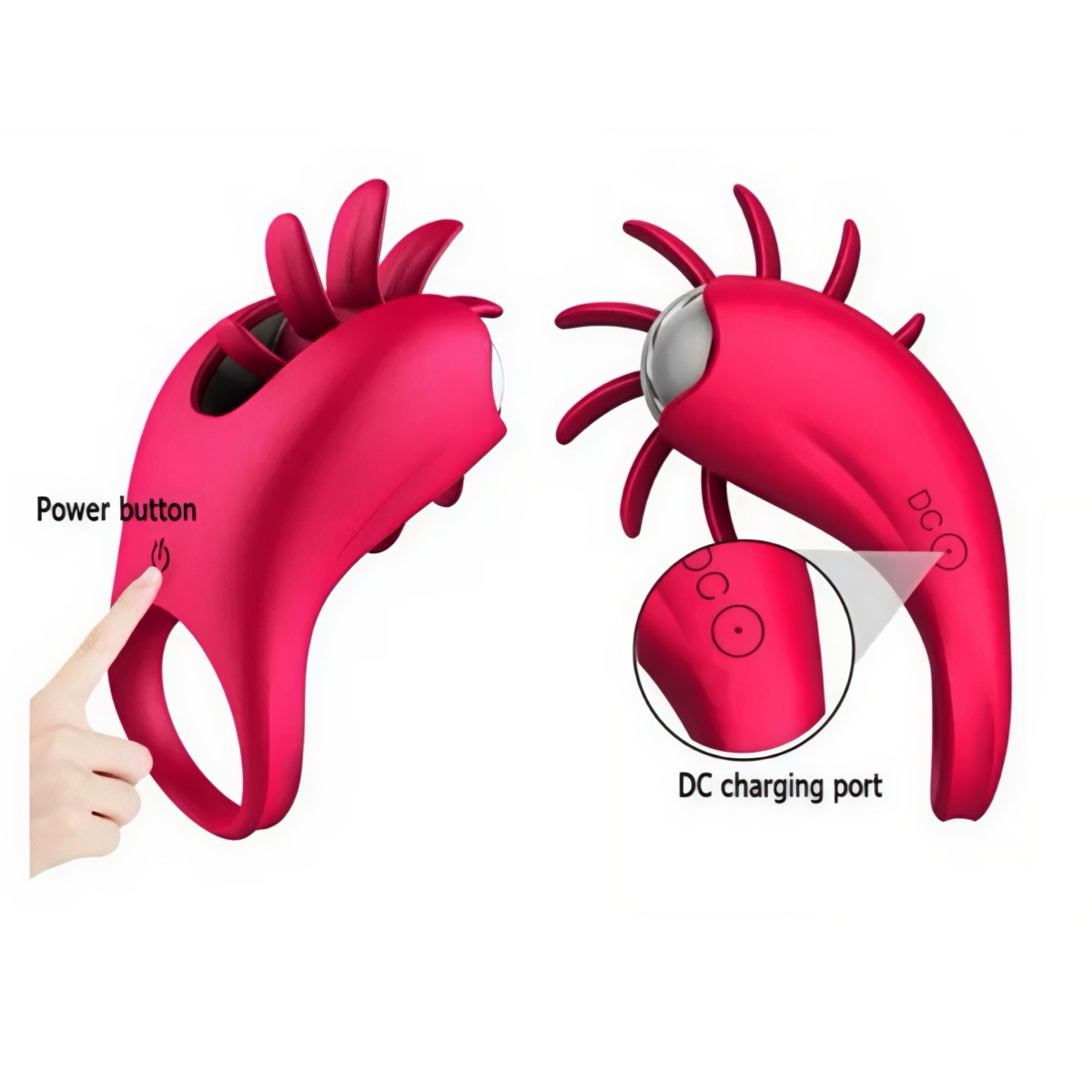 Ерекційне кільце з вібрацією 10 режимів та стимулятором, рожеве — изображение 5