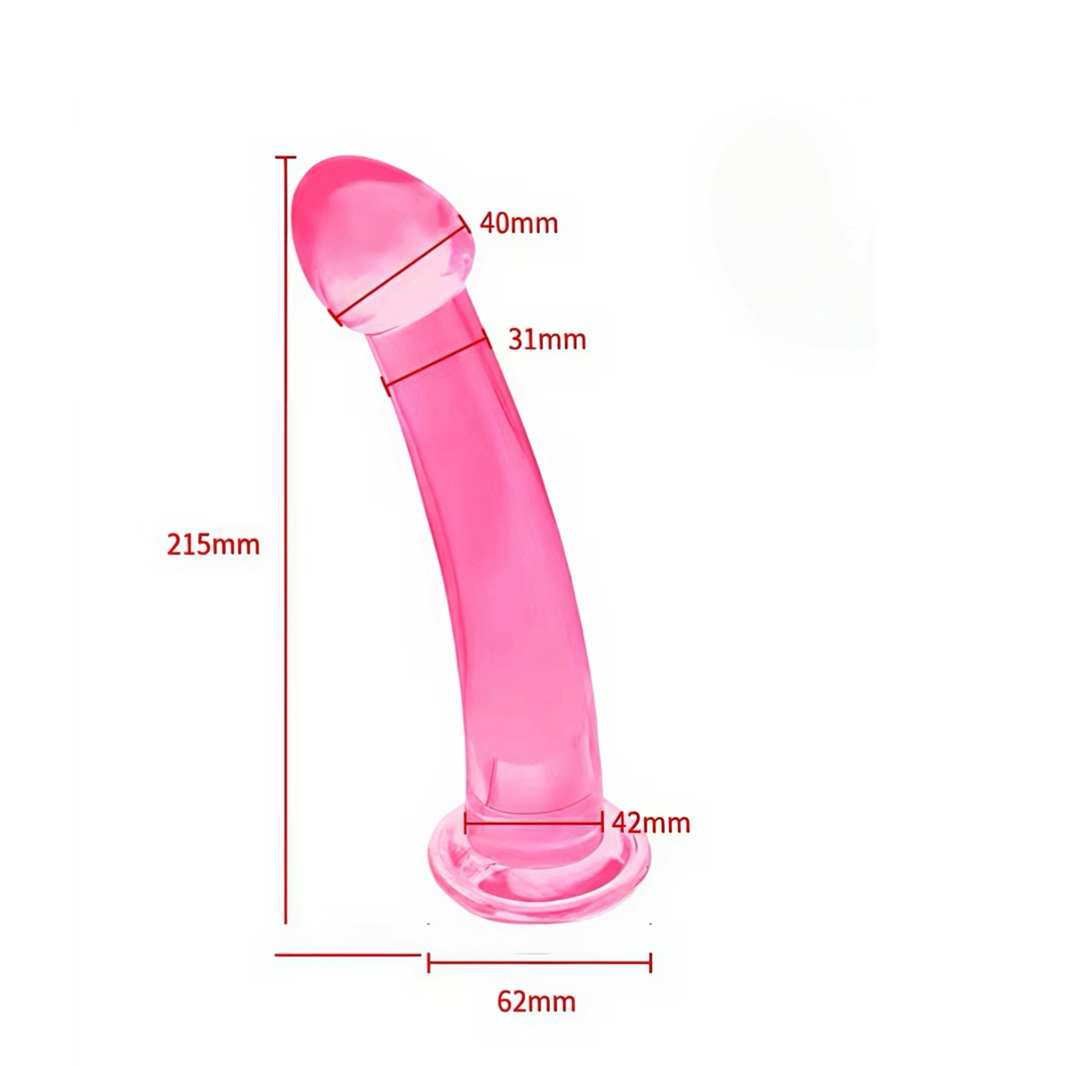 Фалоімітатор гладкий рожевий на присосці для анального та вагінального використання, 22 см - Зображення 2