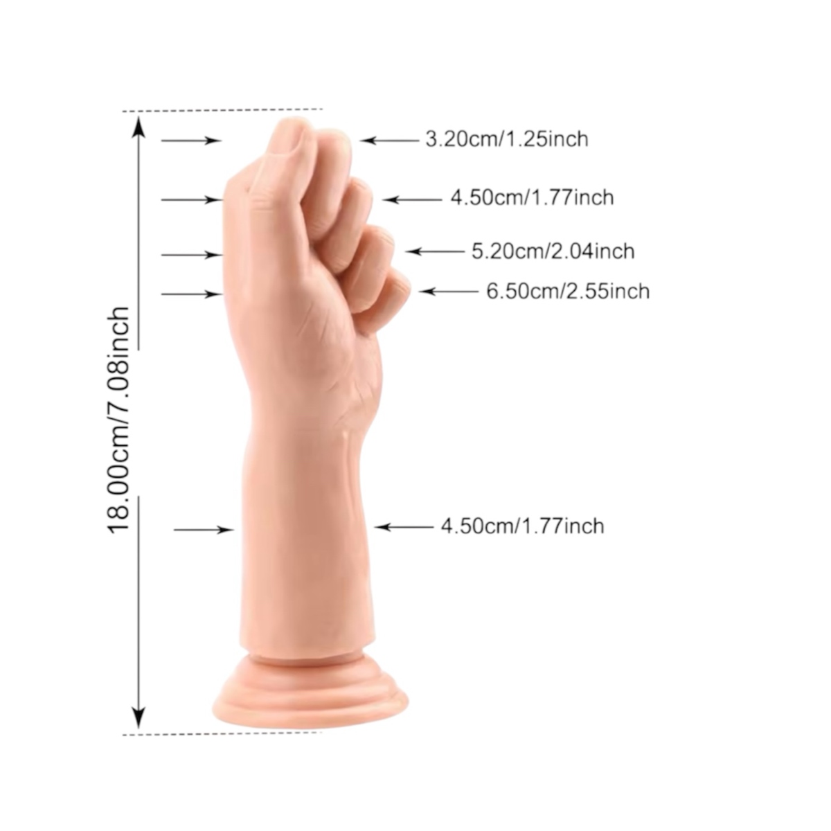 Силіконовий кулак з присоскою тілесного кольору, 18 см - Зображення 2