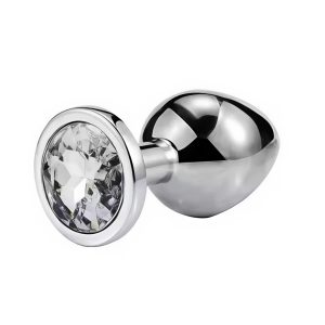 анальна пробка з кристалом, металева, нержавіюча сталь