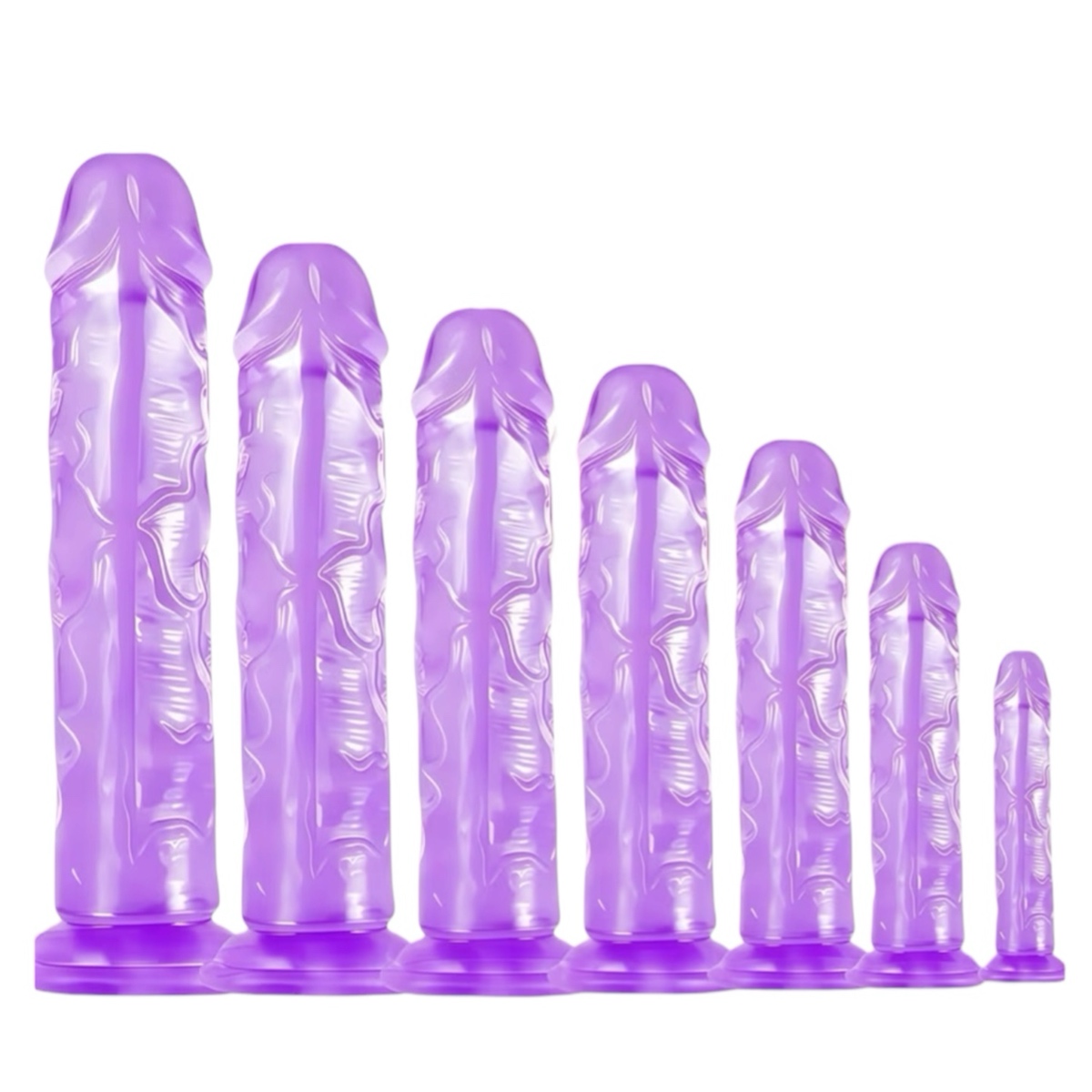Фалоімітатор фіолетовий прозорий рельєфний з присоскою для вагінального та анального використання, 15 см - Зображення 3