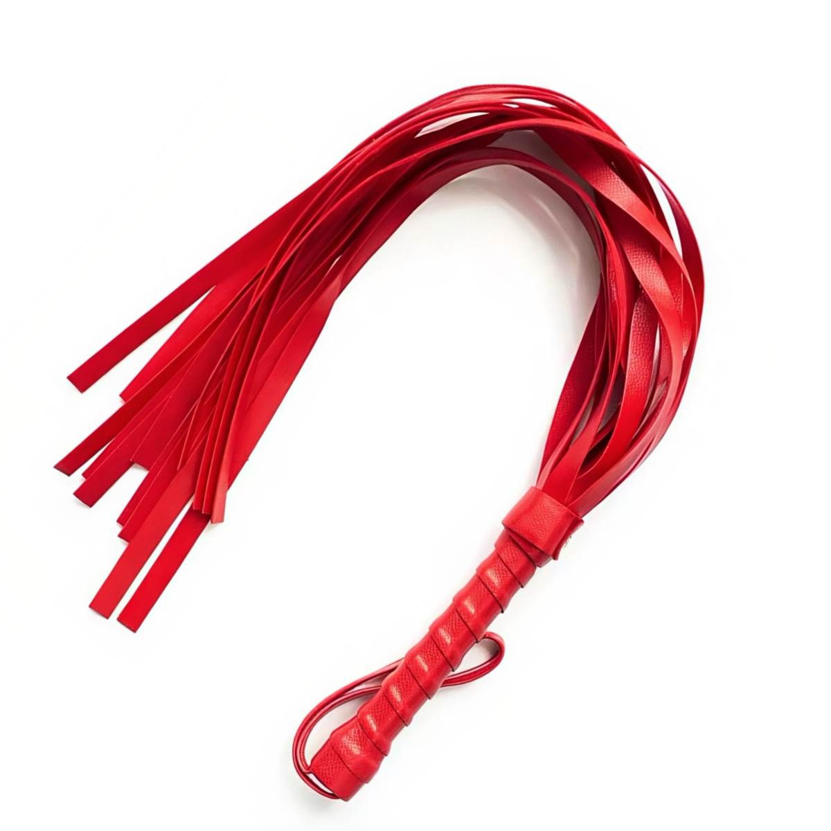 Батіг для БДСМ з еко-шкіри червоний з петлею на ручці для рольових ігор - Зображення 3