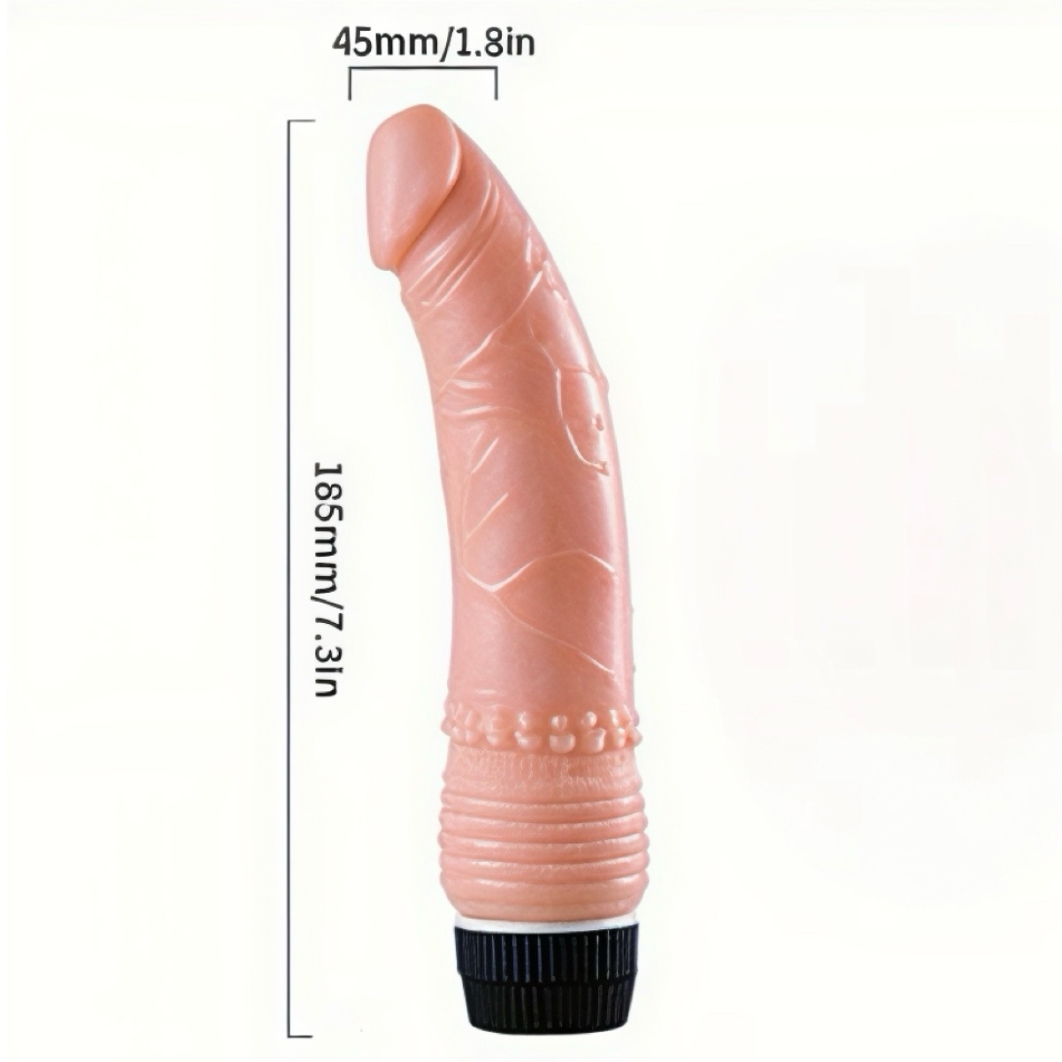 Реалістичний вібратор з рельєфною головкою та вібрацією, 18.5 см — изображение 2