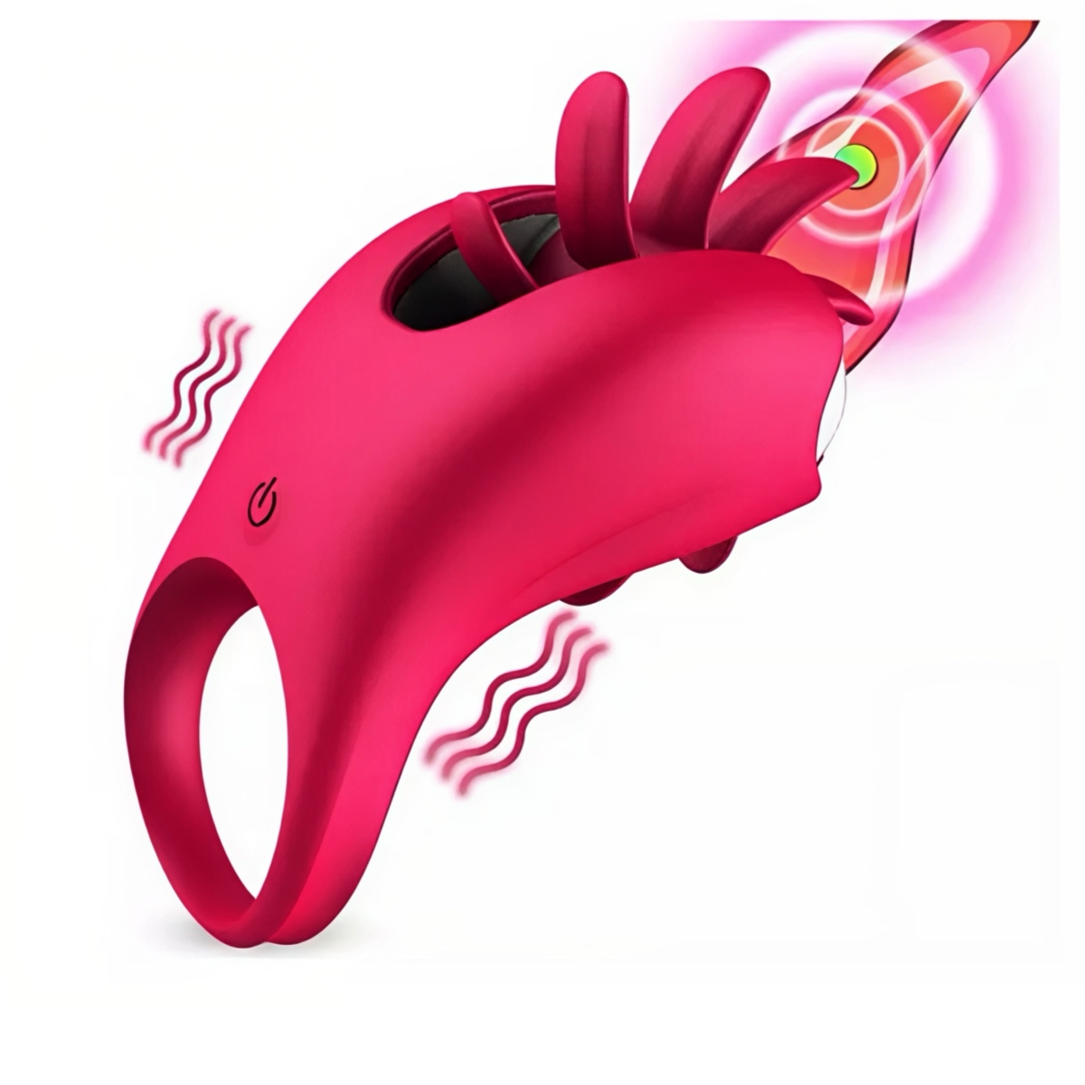 Ерекційне кільце з вібрацією 10 режимів та стимулятором, рожеве — изображение 3