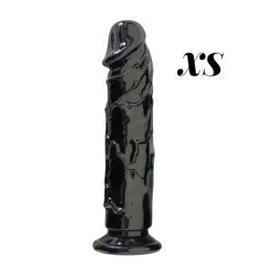 фалоімітатор чорний з рельєфом і присоскою