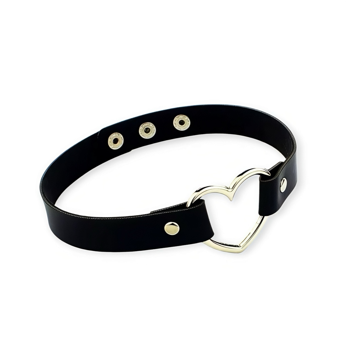 чорний чокер з екошкіри з металевим сердечком