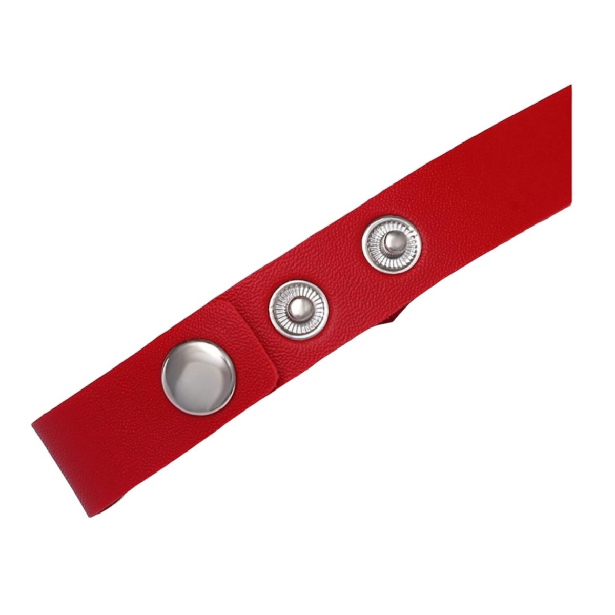 Червоний чокер з еко-шкіри з металевим серцем — изображение 3