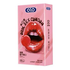 презервативи OLO ультратонкі ароматизовані полуниця для орального сексу, 10 шт