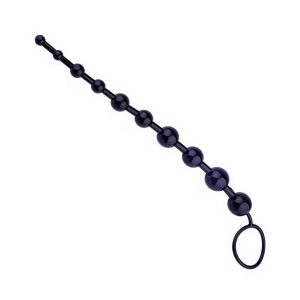 анальний стимулятор з кульками градієнтного розміру з кільцем, силікон