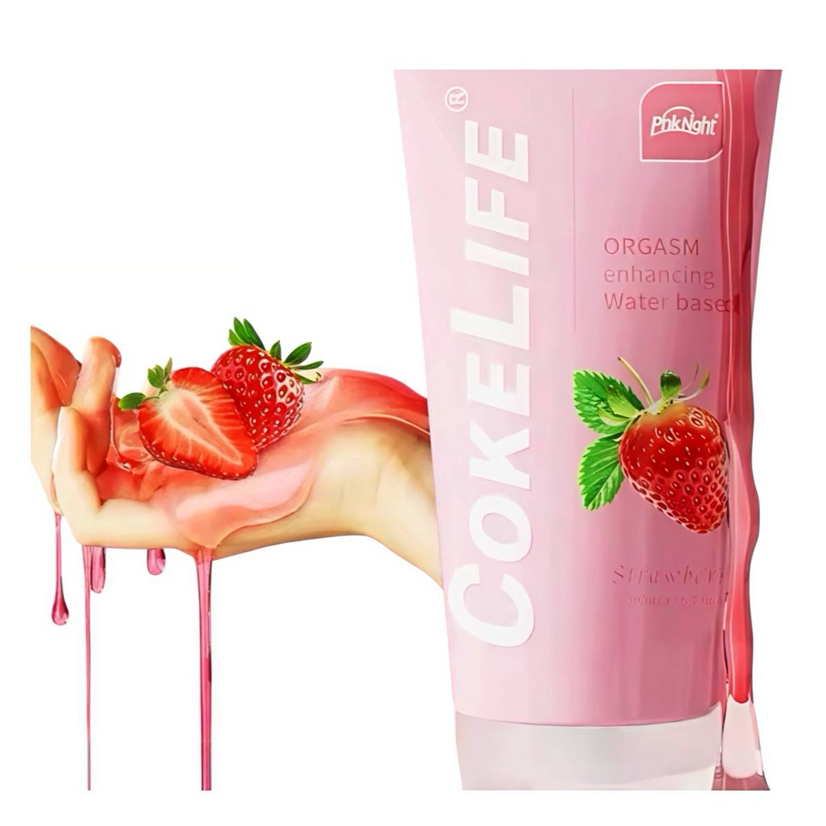 Лубрикант PinkNight Cokelife Strawberry на водній основі, 200 мл - Зображення 2