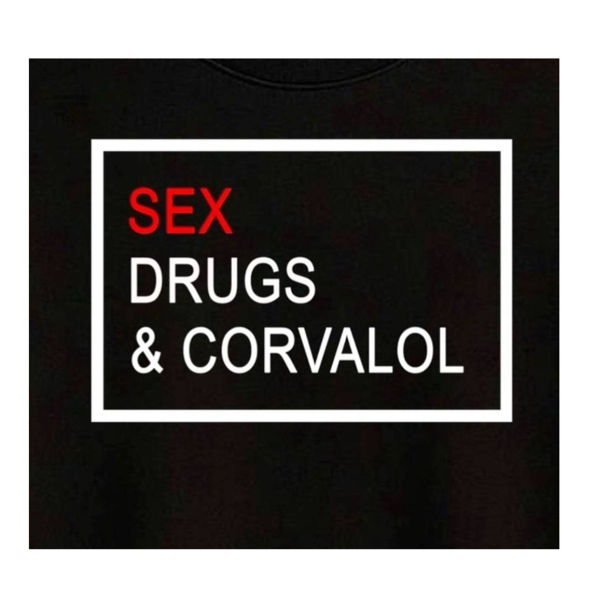 Футболка жіноча з принтом «Sex, Drugs & Corvalol» чорна, бавовняна - Зображення 3