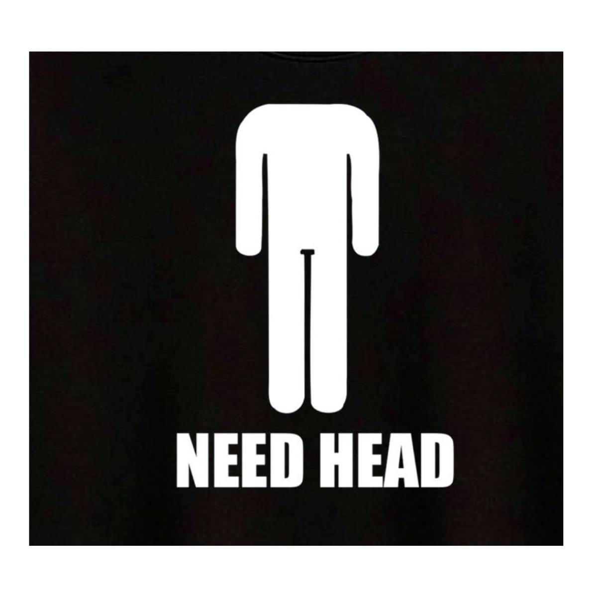 Футболка з принтом «Need Head» чорна, бавовняна - Зображення 3