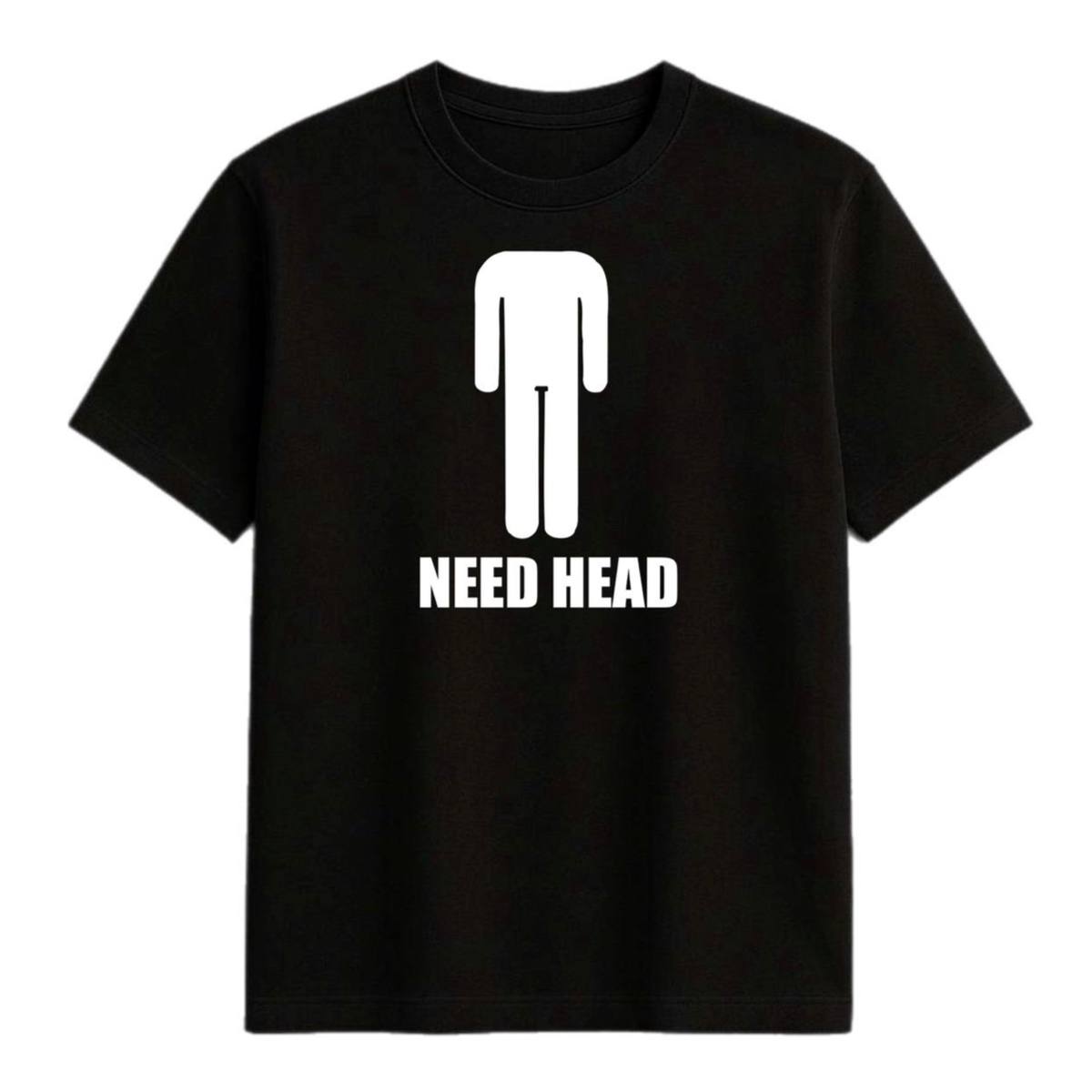 Футболка з принтом «Need Head» чорна, бавовняна - Зображення 2